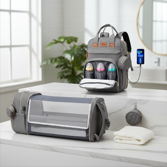 🍼 Sac à Dos à Langer 3-en-1 avec Lit Bébé Intégré – Le Tout-en-Un des Parents Modernes ✨