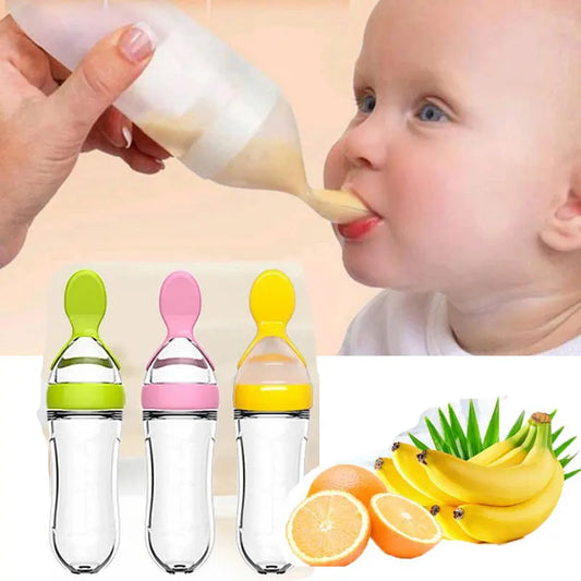 🍼 Biberon Cuillère Presseur pour Bébé – Silicone Alimentaire