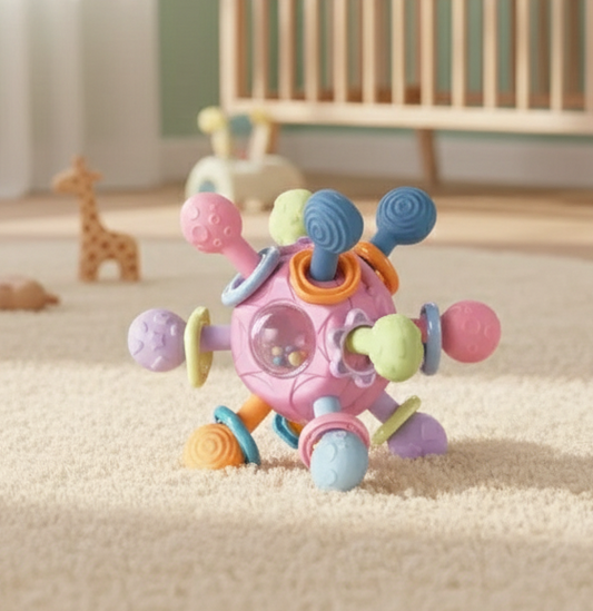 💕 Hochet de Dentition en Silicone – Stimule les Sens et Soulage les Gencives de Bébé 💕